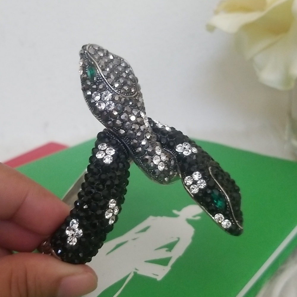 Double Headed Snake Multicolor Rhinestone Bracelet - Picture 2 of 7